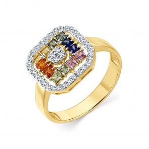 Кольцо из лимонного золота Мастер Бриллиант с бриллиантом и сапфиром 06M1-309322-01-55 фото