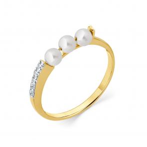 Кольцо из лимонного золота Мастер Бриллиант с бриллиантом и жемчугом 06M1-309330-00-28 фото