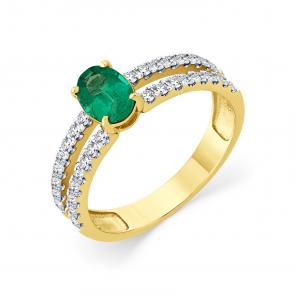 Кольцо из лимонного золота Мастер Бриллиант с бриллиантом и изумрудом 06M1-309342-00-01 фото
