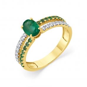Кольцо из лимонного золота Мастер Бриллиант с бриллиантом и изумрудом 06M1-309342-01-01 фото