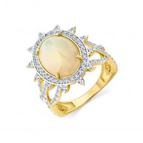 Кольцо из лимонного золота Мастер Бриллиант с бриллиантом и опалом 06M1-309352-00-36 фото