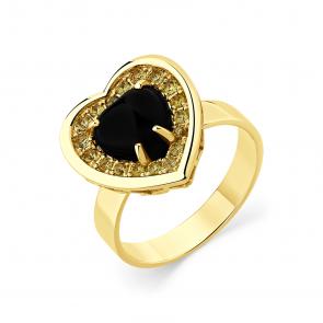 Кольцо из лимонного золота Мастер Бриллиант с сапфиром и агатом 06M1-309361-00-56 фото