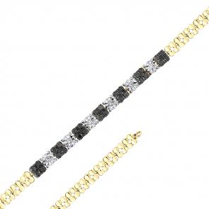 Браслет из лимонного золота Мастер Бриллиант с бриллиантом и чёрным бриллиантом 06M10-357-55 фото