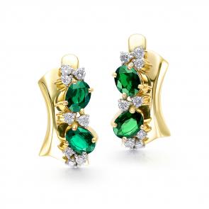 Серьги из лимонного золота Мастер Бриллиант с бриллиантом и изумрудом 06M2-106-596-01 фото