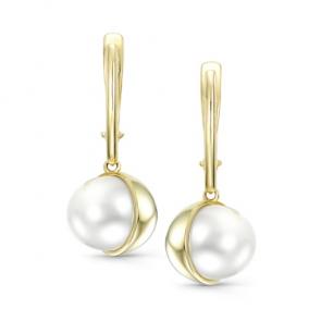 Серьги из лимонного золота Мастер Бриллиант с жемчугом 06M2-106-624-21 фото