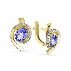 Серьги из лимонного золота Мастер Бриллиант с бриллиантом и танзанитом 06M2-106-720-31 фото