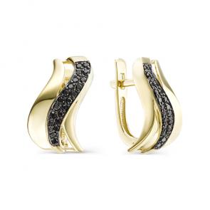 Серьги из лимонного золота Мастер Бриллиант с чёрным бриллиантом 06M2-106-914/1 фото