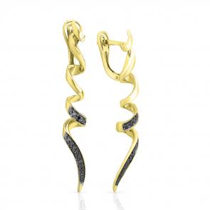 Серьги из лимонного золота Мастер Бриллиант с бриллиантом 06M2-107-037 фото