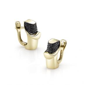 Серьги из лимонного золота Мастер Бриллиант с чёрным бриллиантом 06M2-107-053 фото