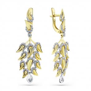 Серьги из лимонного золота Мастер Бриллиант с бриллиантом 06M2-107-276/1 фото