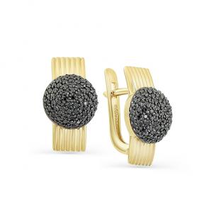 Серьги из лимонного золота Мастер Бриллиант с чёрным бриллиантом 06M2-107-292-48 фото