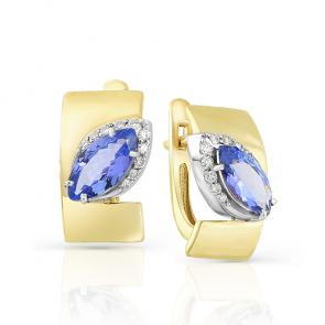 Серьги из лимонного золота Мастер Бриллиант с бриллиантом и танзанитом 06M2-107-343-31 фото
