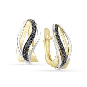 Серьги из лимонного золота Мастер Бриллиант с чёрным бриллиантом 06M2-107-350-48 фото