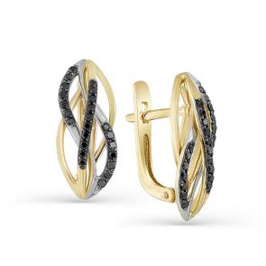 Серьги из лимонного золота Мастер Бриллиант с чёрным бриллиантом 06M2-107-355-48 фото