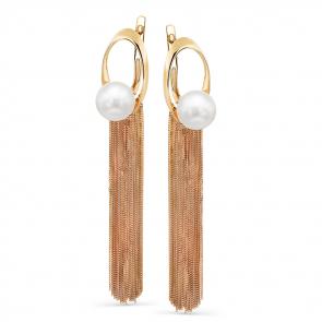 Серьги из лимонного золота Мастер Бриллиант с жемчугом 06M2-107-629-28 фото