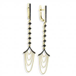 Серьги из лимонного золота Мастер Бриллиант с чёрным бриллиантом 06M2-107-643-48 фото