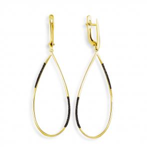 Серьги из лимонного золота Мастер Бриллиант с чёрным бриллиантом 06M2-107-644-48 фото