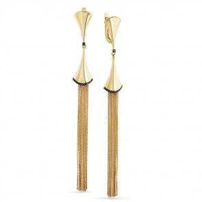 Серьги из лимонного золота Мастер Бриллиант с чёрным бриллиантом 06M2-107-706-48 фото