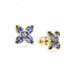 Серьги из лимонного золота Мастер Бриллиант с бриллиантом и танзанитом 06M2-302125-00-31 фото