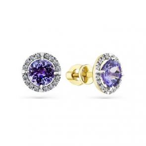 Серьги из лимонного золота Мастер Бриллиант с бриллиантом и танзанитом 06M2-302138-00-31 фото