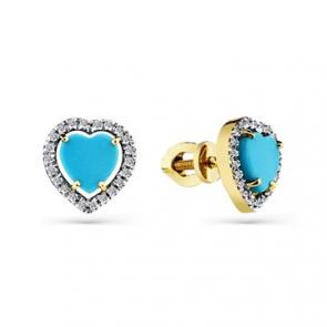 Серьги из лимонного золота Мастер Бриллиант с бриллиантом и бирюзой 06M2-302155-00-38 фото