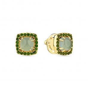Серьги из лимонного золота Мастер Бриллиант с аквамарином и хромдиопсидом 06M2-302222-00-56 фото