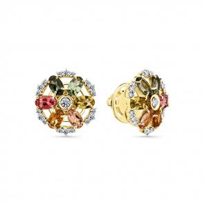 Серьги из лимонного золота Мастер Бриллиант с бриллиантом и турмалином 06M2-302235-00-60 фото