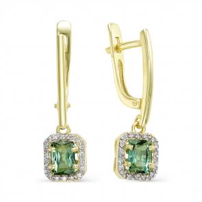 Серьги из лимонного золота Мастер Бриллиант с бриллиантом и турмалином 06M2-306679-00-60 фото