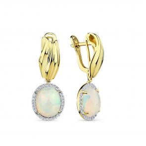 Серьги из лимонного золота Мастер Бриллиант с бриллиантом и опалом 06M2-307143-00-36 фото