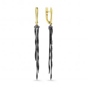 Серьги из лимонного золота Мастер Бриллиант с чёрным бриллиантом 06M2-307179-00-48 фото
