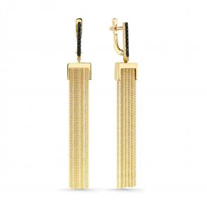 Серьги из лимонного золота Мастер Бриллиант с чёрным бриллиантом 06M2-307262-00-48 фото