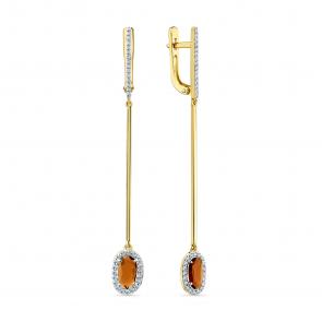 Серьги из лимонного золота Мастер Бриллиант с бриллиантом и спессартином 06M2-307375-02-34 фото
