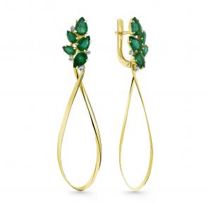 Серьги из лимонного золота Мастер Бриллиант с бриллиантом и изумрудом 06M2-307511-00-01 фото
