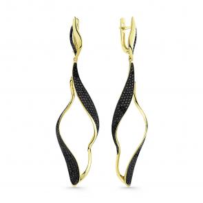 Серьги из лимонного золота Мастер Бриллиант с чёрным бриллиантом 06M2-307533-00-48 фото