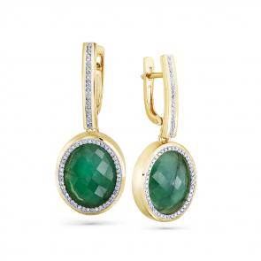 Серьги из лимонного золота Мастер Бриллиант с бриллиантом и изумрудом 06M2-307829-00-01 фото