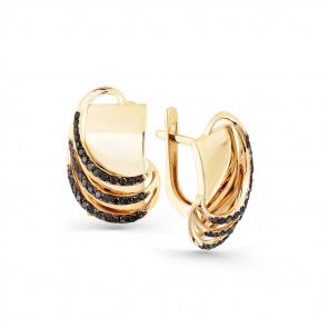 Серьги из лимонного золота Мастер Бриллиант с чёрным бриллиантом 06M2-307843-00-48 фото