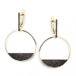 Серьги из лимонного золота Мастер Бриллиант с чёрным бриллиантом 06M2-307868-00-48 фото