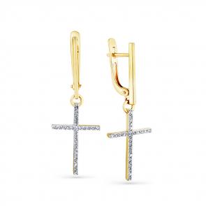 Золотые серьги-кресты Мастер Бриллиант с бриллиантом 06M2-307869-00-00 фото