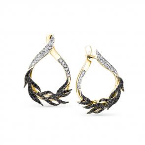 Серьги из лимонного золота Мастер Бриллиант с бриллиантом и чёрным бриллиантом 06M2-307929-00-55 фото