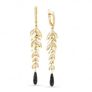 Серьги из лимонного золота Мастер Бриллиант с чёрным бриллиантом 06M2-307997-00-48 фото