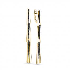 Серьги из лимонного золота Мастер Бриллиант с чёрным бриллиантом 06M2-308041-00-48 фото