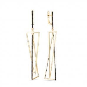 Серьги из лимонного золота Мастер Бриллиант с чёрным бриллиантом 06M2-308091-00-48 фото