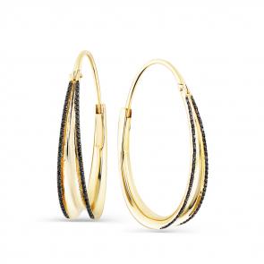 Серьги из лимонного золота Мастер Бриллиант с чёрным бриллиантом 06M2-308107-00-48 фото