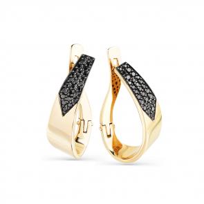 Серьги из лимонного золота Мастер Бриллиант с чёрным бриллиантом 06M2-308119-00-48 фото