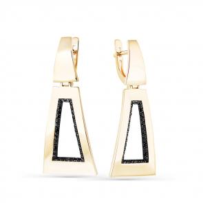 Серьги из лимонного золота Мастер Бриллиант с чёрным бриллиантом 06M2-308131-00-48 фото