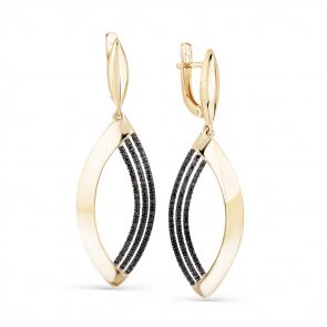 Серьги из лимонного золота Мастер Бриллиант с чёрным бриллиантом 06M2-308150-00-48 фото
