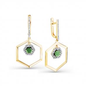 Серьги из лимонного золота Мастер Бриллиант с бриллиантом и турмалином 06M2-308168-00-18 фото