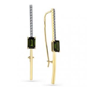 Серьги из лимонного золота Мастер Бриллиант с бриллиантом и турмалином 06M2-308205-00-60 фото
