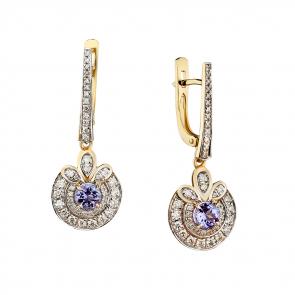 Серьги из лимонного золота Мастер Бриллиант с бриллиантом и танзанитом 06M2-308281-00-31 фото