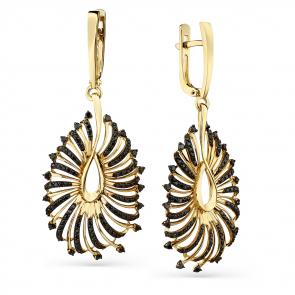 Серьги из лимонного золота Мастер Бриллиант с чёрным бриллиантом 06M2-308322-00-48 фото